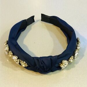 NWT Navy Blue Rhinestone Jeweled Knot Head Band